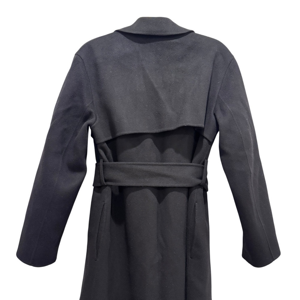 NWT Theory Long Wrap Belted Trench Coat Wool Cashmere Black Sz M - Picture 12 of 16